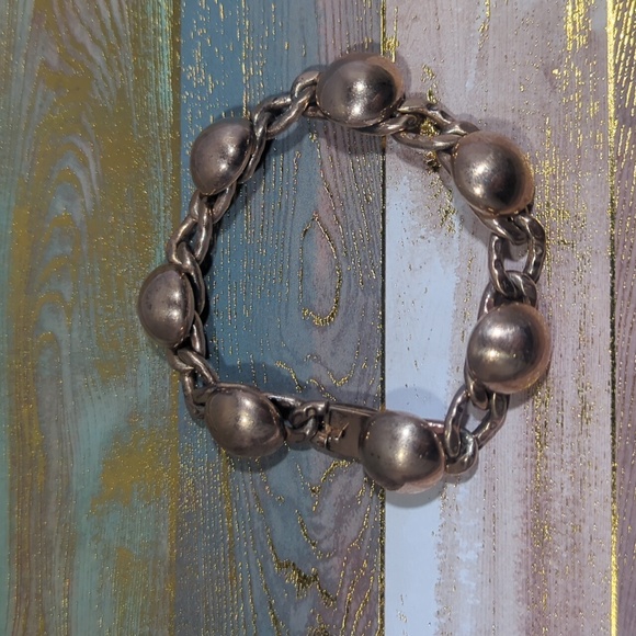 Napier Sterling 42g vintage modernist rose gold overlay heavy link bracelet